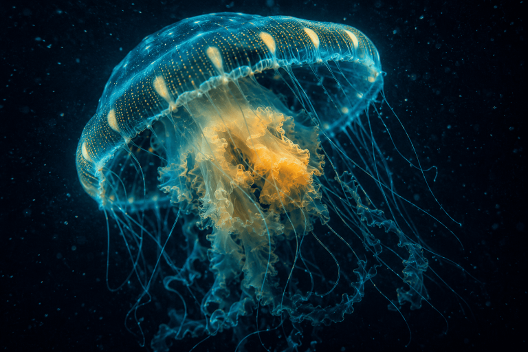 Bioluminescent deep-sea jellyfish